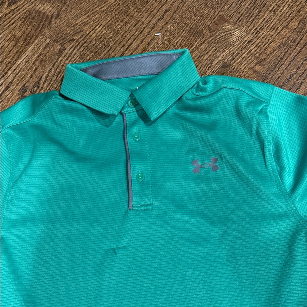 Under Armour Teal Green Boys' Performance Polo nwot CALL OUT - Picture 2 of 2